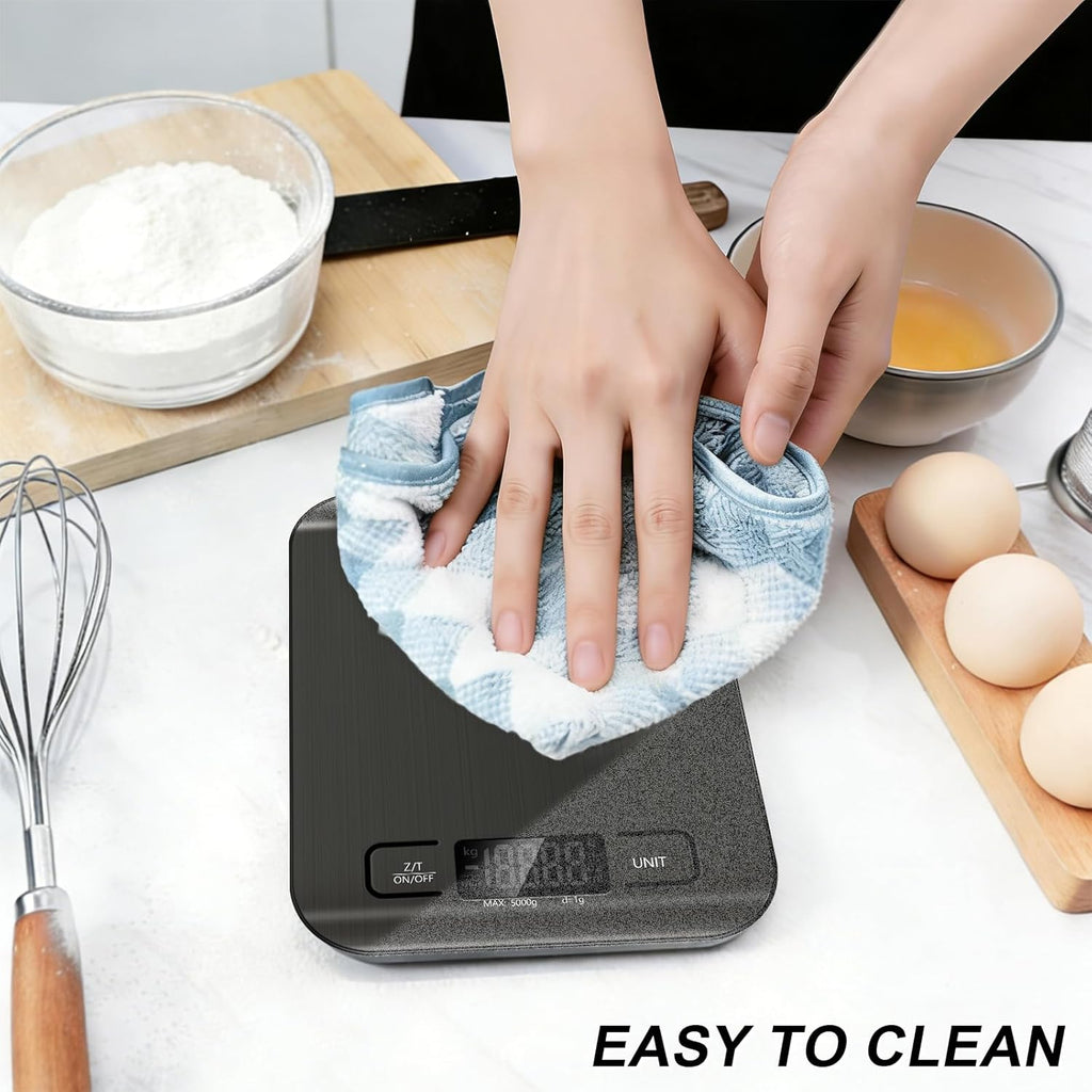 Stainless Steel Food Scale by [Brand Name] - 11lb Capacity with Tare Function & LCD Display | Perfect for Baking, Cooking & Meal Prep (Black)