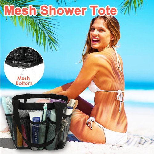 Fammart Mesh Shower Caddy - Portable 8-Pocket Tote Bag for College Dorms, Toiletries & Gym Essentials