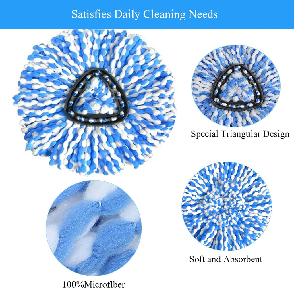 [5 Pack] 2-Tank Spin Mop Replacement Heads, 100% Microfiber, Compatible with O-Cedar EasyWring, Machine Washable & Easy to Replace, Highly Absorbent Refills for Household Floor and Car Cleaning