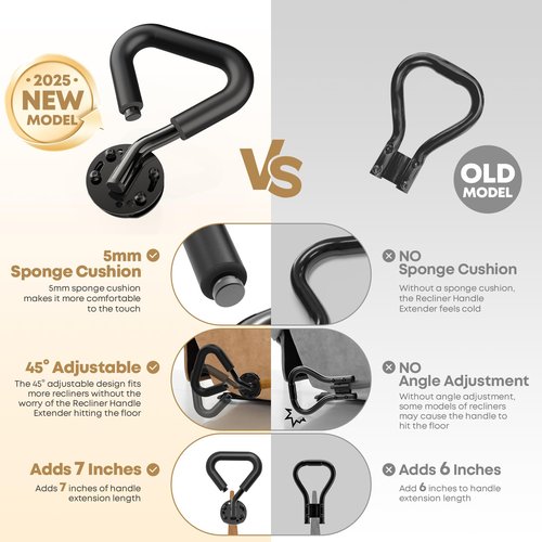 2026 New Modle Recliner Handle Extender Plus, Recliner Lever Extender with Foam Pad for Added Comfort, Recliner Chair Arm Extension for Elderly, Lazy Boy Lever Extender Control Recliner Handles Easily