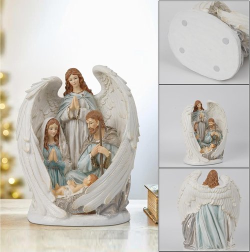 Braxio Christmas Decorations - Indoor Nativity Angel Set | Holy Family Tabletop Scene 10x6.5x12.4 Inch