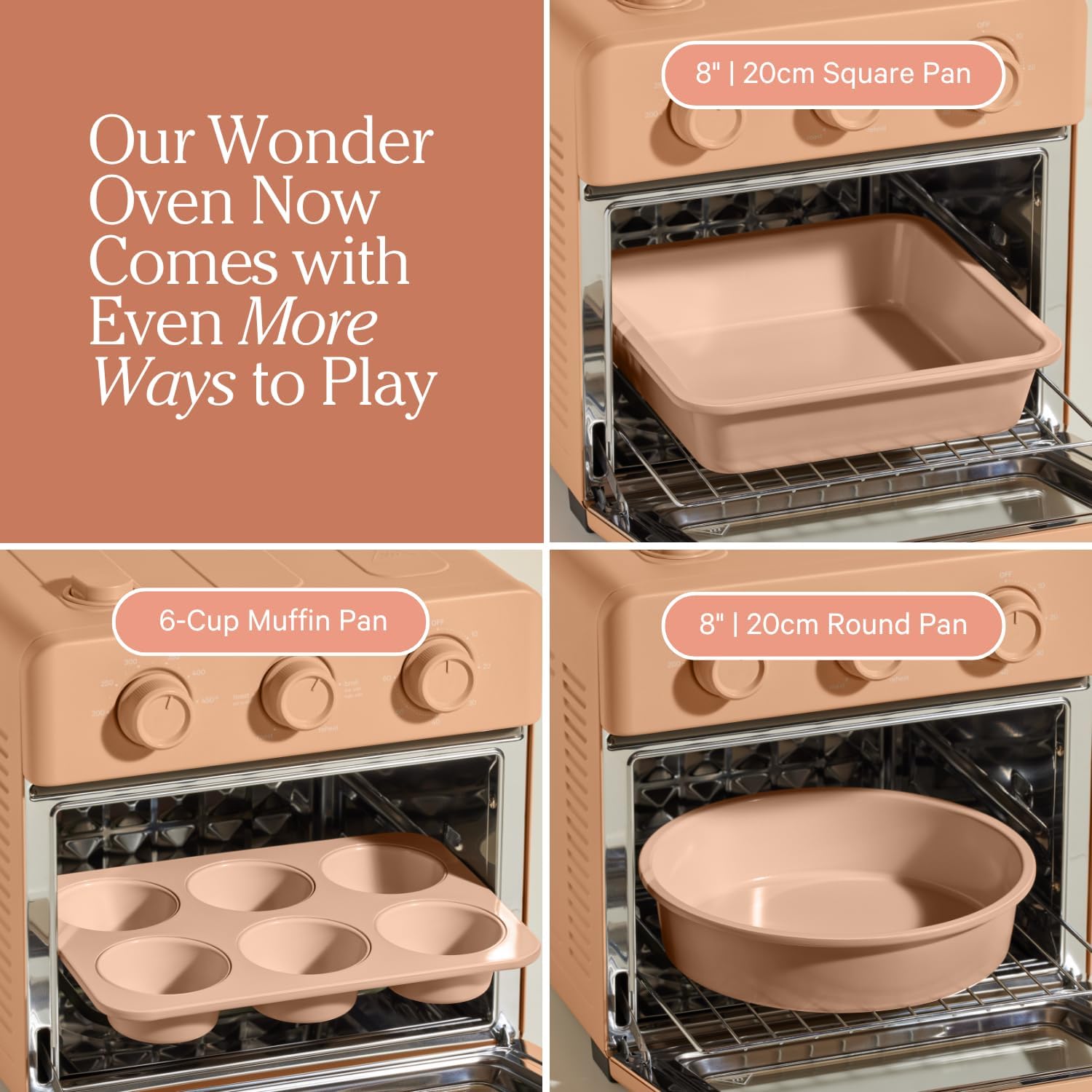 Our Place Wonder Oven Baker’s Kit | 3-Piece Toxin-Free Ceramic Nonstick Bakeware Set - Oven-Safe Up to 450°F (8” Round, 8” Square, 6-Cup Muffin Pan) - Spice