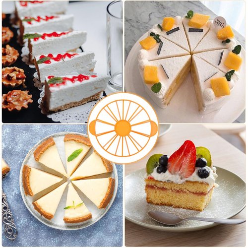 Round Cake Portion Marker 10/12 Piece Cake Portion Marker Cake Divider Cutter Cake Slicer Cutter with Handle for Pastry Baking Uniform Slicing (Orange)