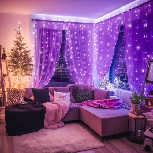 JMEXSUSS 300LED Purple Christmas Lights - Remote-Controlled String Lights for Bedroom & Party Decor