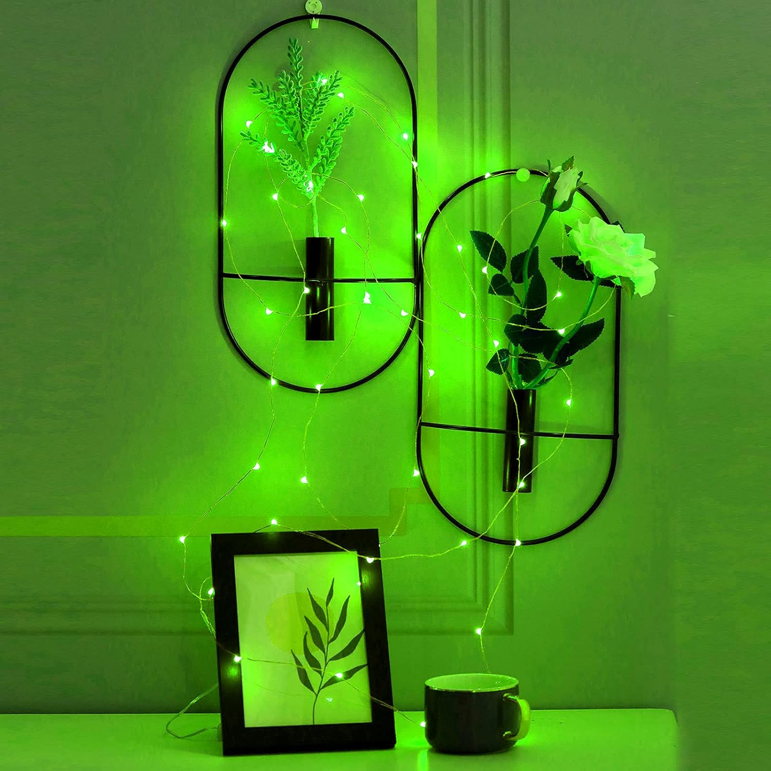 Ariceleo Mini Fairy Lights - Battery Operated Copper Wire String Lights | 4 Pack, 16ft Green for St. Patrick's Day & Decor