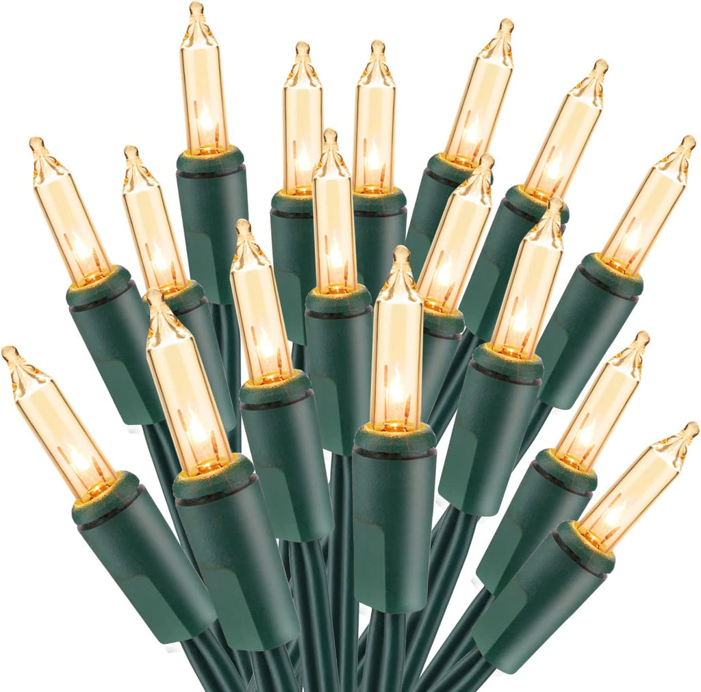 ODEETRONIC Christmas Lights - 21.63ft 100 Count Warm White Incandescent Mini Lights | UL Certified Outdoor & Indoor Decor