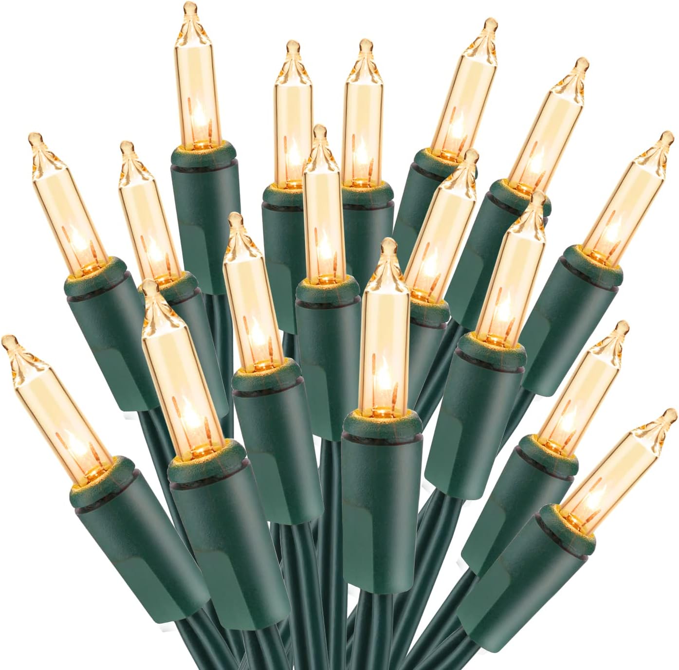 ODEETRONIC Christmas Lights - 21.63ft 100 Count Warm White Incandescent Mini Lights | UL Certified Outdoor & Indoor Decor