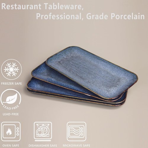 jinsongdafa Porcelain Plate Set Large Serving Tray Set of 4, Reusable Serving Platters for Party Food, Cookie, Appetizer, Charcuterie, Snack, Dessert Display,Stackable Kitchen Dish 14.4 INCH