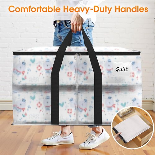 Fab Totes Extra Heavy Duty Moving Bags - Oversized Storage Solution with Reinforced Handles & Double Zippers