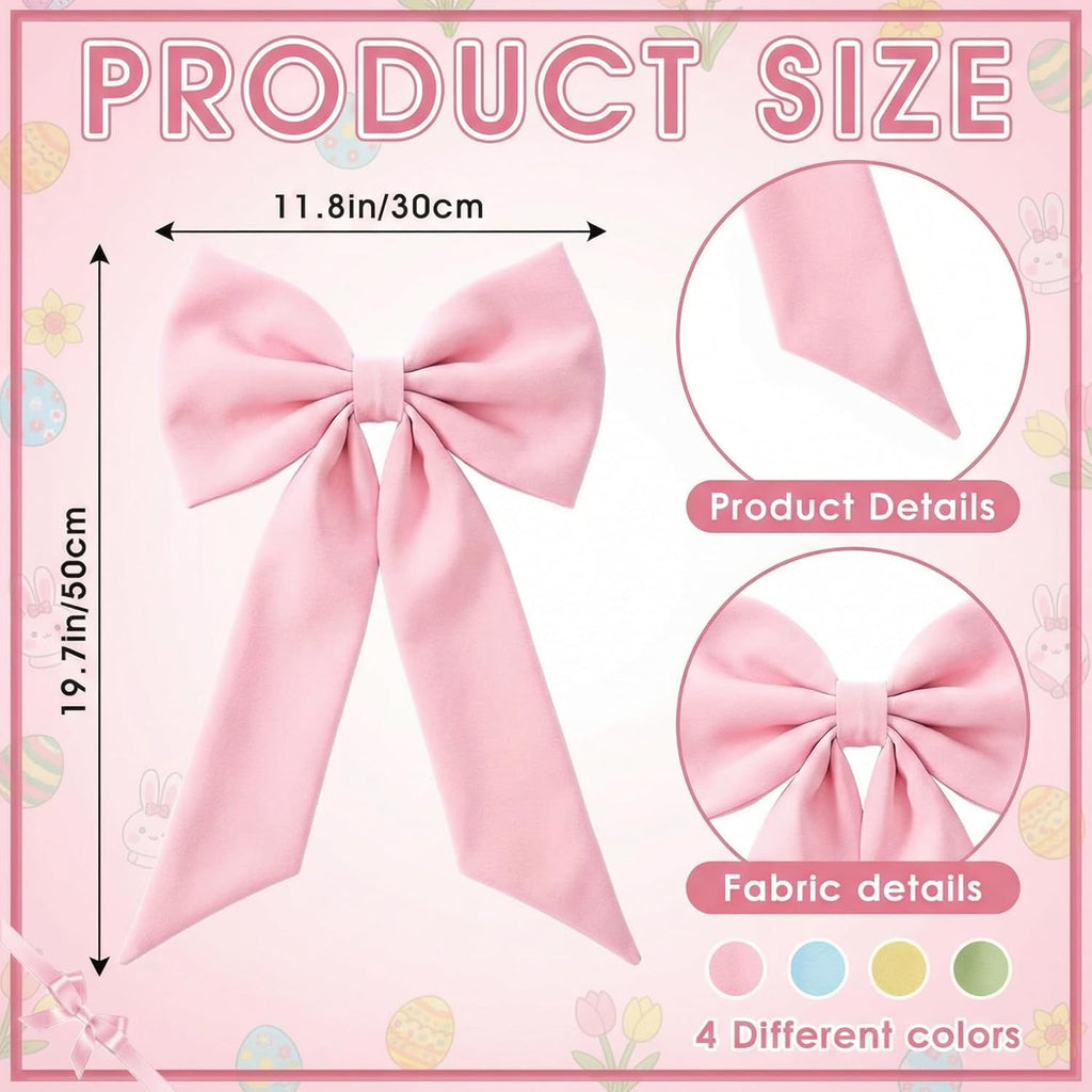 Suclain Easter Basket Bows - Colorful Spring Wreath Decorations | 11.8 x 19.7 Inch DIY Craft Bows