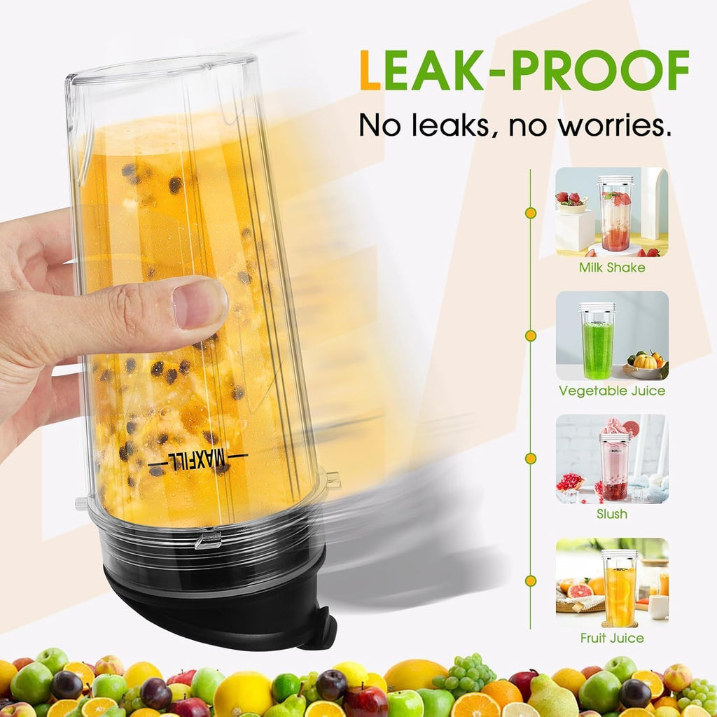 Ninja Blender Cups - 3 Pack Replacement 16oz Cups with Lids | Compatible with QB3001SS, BL770, BL780, BL660, BL740, BL810