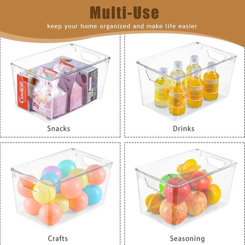 Clear Storage Bins by [Brand Name] - 6 Pack 7 Quart Stackable Containers with Lids & Handles for Home Organization