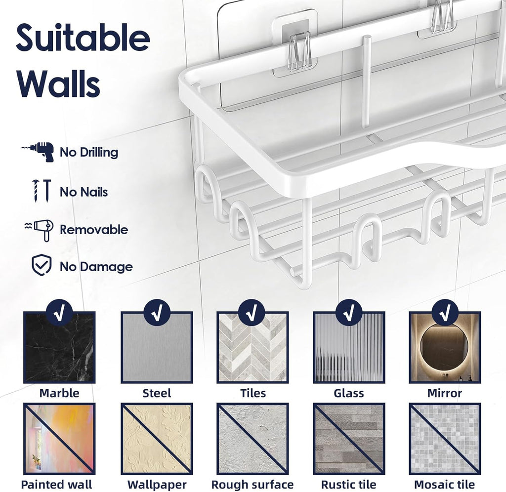 NESOMI Shower Caddy - Rustproof Stainless Steel Organizer with Large Capacity | 7-Pack No-Drill Storage Solutions
