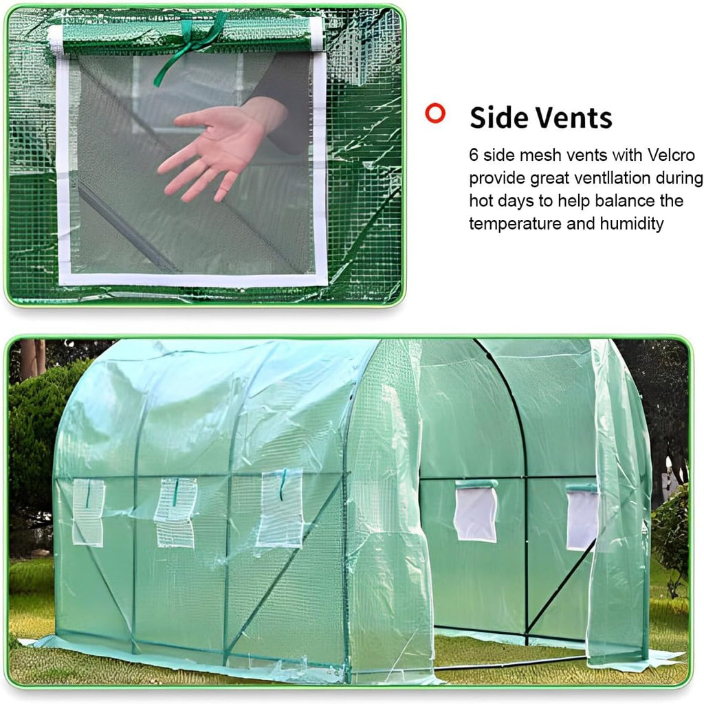 Skiennix Walk-In Greenhouse Kit - Observation Windows for Outdoor Plant Growth | 10' x 7' x 7'