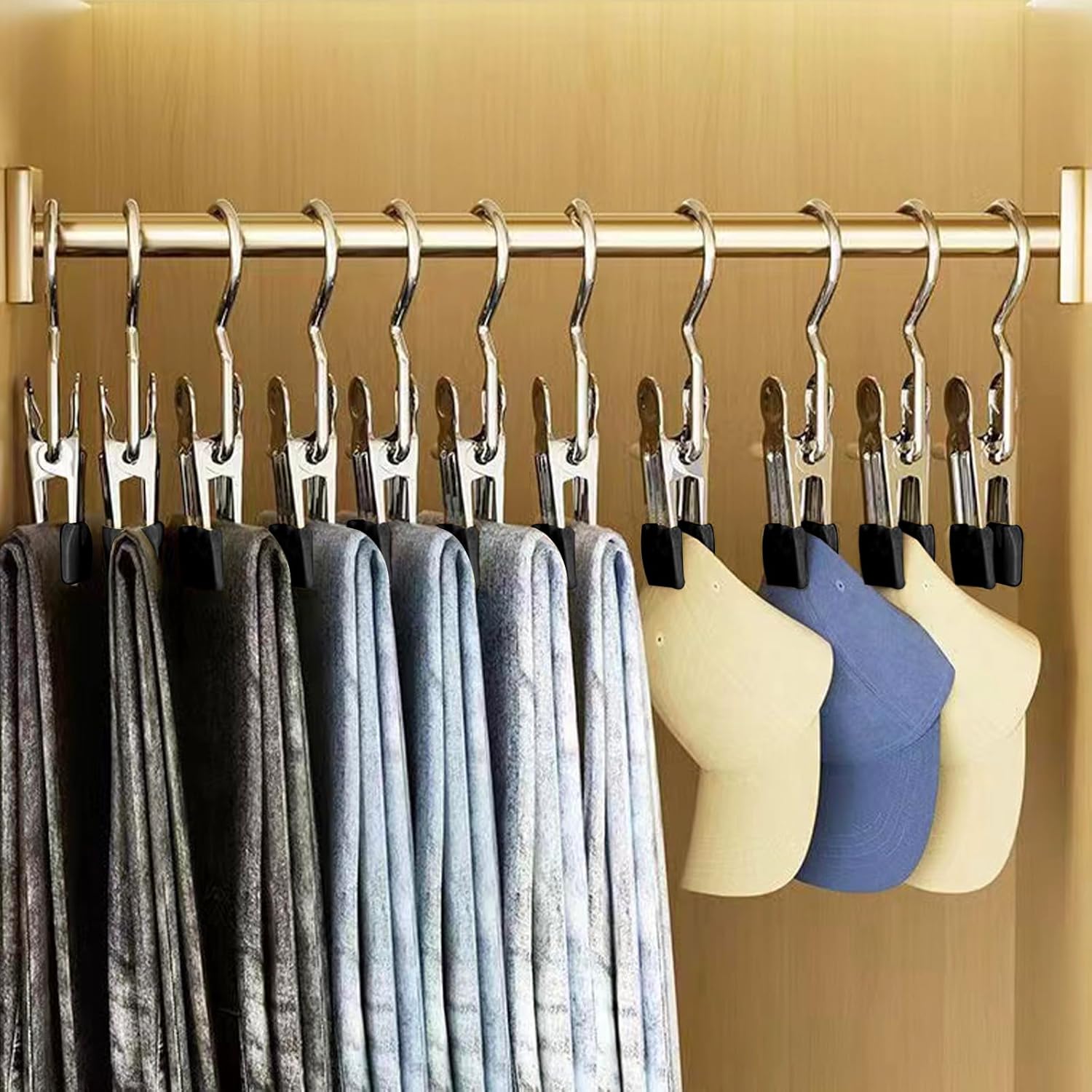 Skiennix 24 Pack Hanger Clips - Multi-Functional Laundry & Closet Hooks for Clothes, Socks, Hats & More
