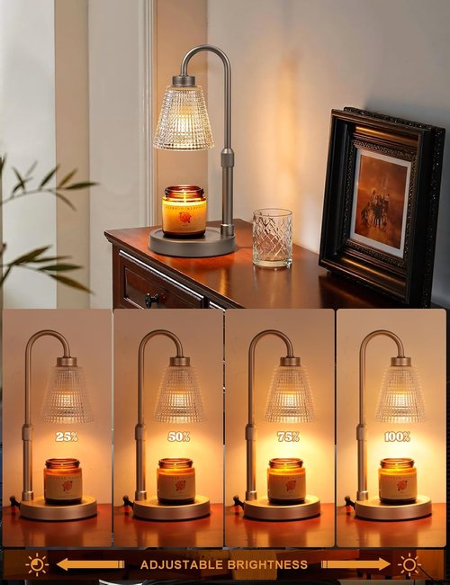 Innqoo Candle Warmer Lamp - Dimmable Gray Design with Timer | Adjustable Height for Jar Candles & Wax Melts