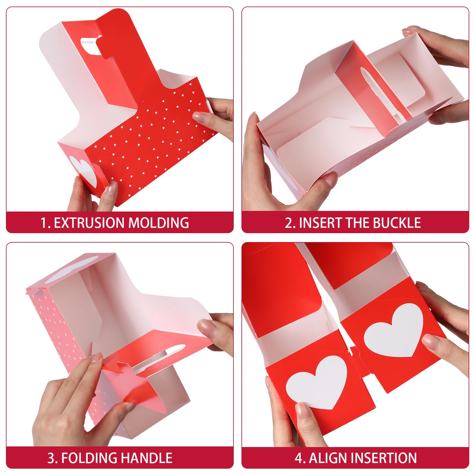Tinlade 2 Cup Heart Disposable Drink Carrier with Handle Mother's Day Cup Holders Carrier Heart Wrap for Mother Day's Wedding Gift Drinks Coffee Food Delivery(24 Pack,Red)
