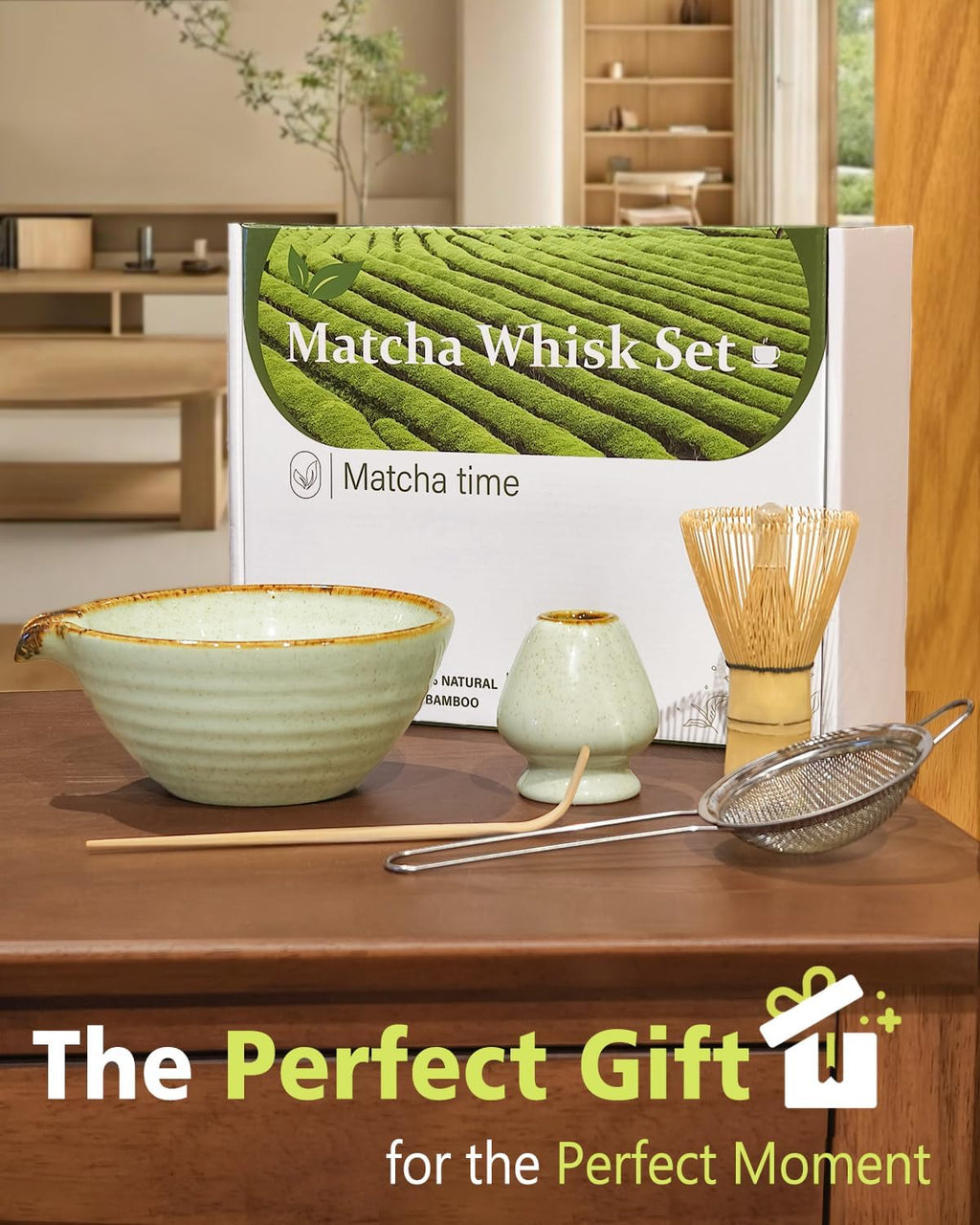 Vaiheng Matcha Whisk Set - Complete Kit with Bowl, Whisk Holder, Scoop & Sifter | Perfect Gift for Tea Lovers