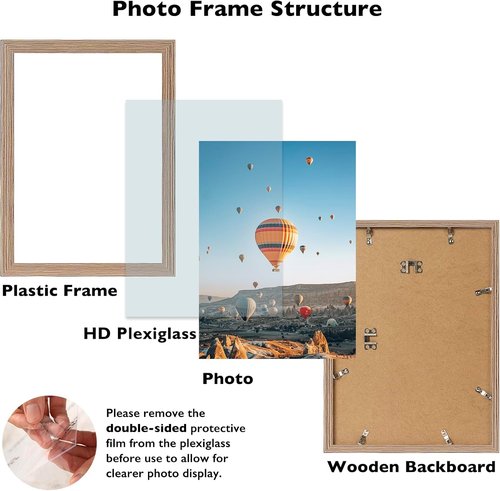 JCJMY 11x13 Rustic Brown Picture Frame - Versatile Wall Mounting for Horizontal or Vertical Display