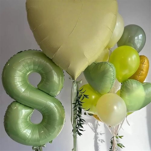 Helium Foil Number 5 Balloon by [Brand Name] - 40" Sage Green Giant Balloon for Birthday & Anniversary Celebrations