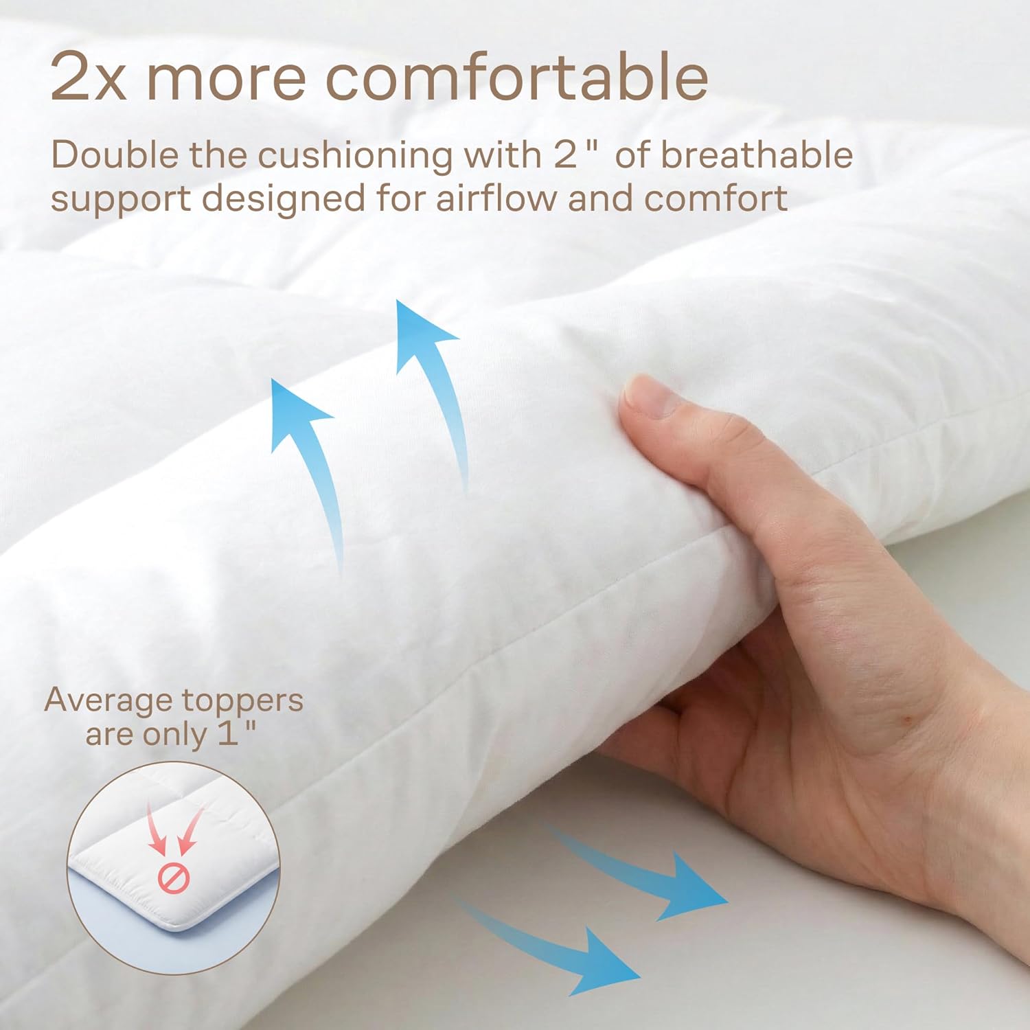 Skiennix Ultra Soft Queen Mattress Topper - Cloud-Like Comfort & Breathable Cooling for Hot Sleepers