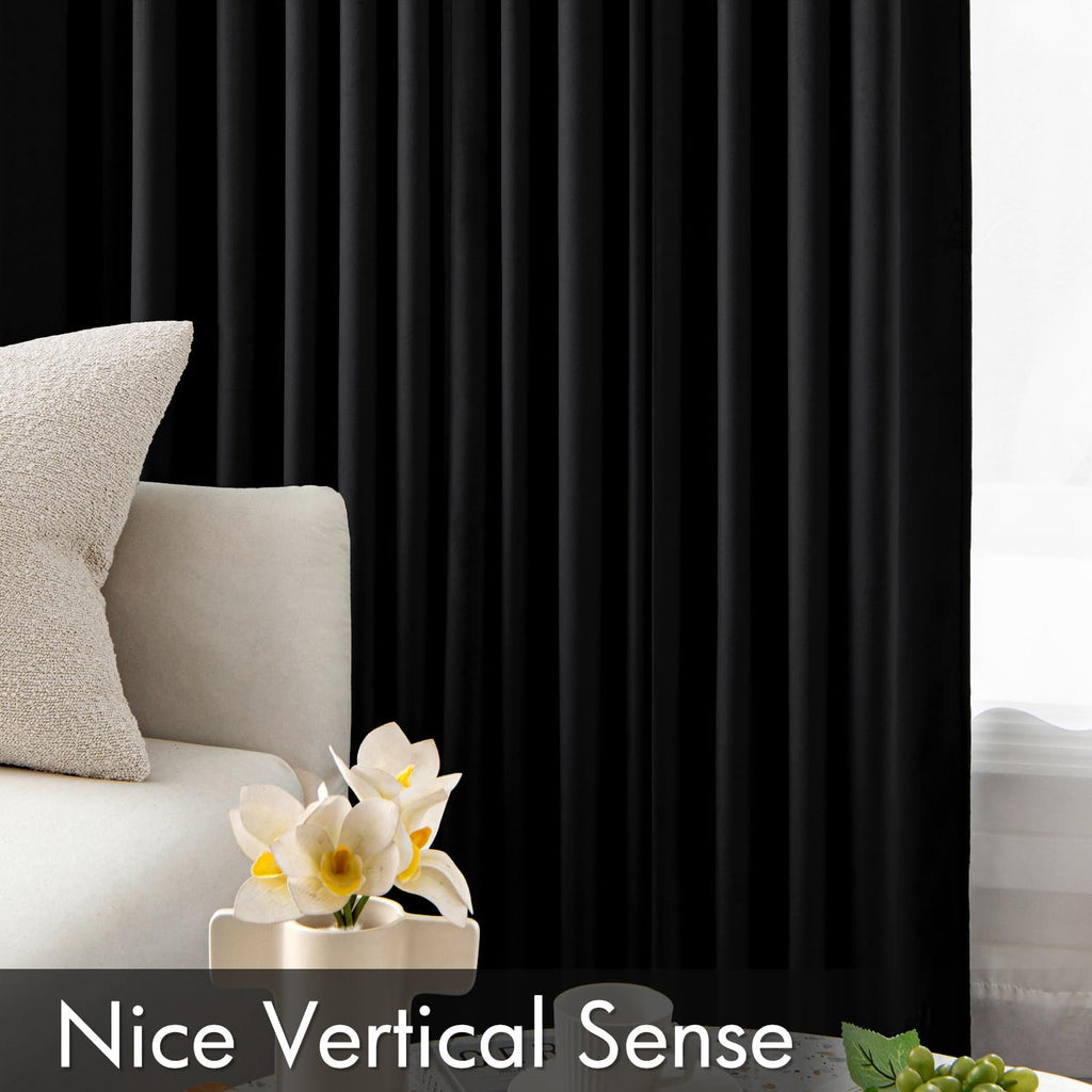 MIULEE Black Velvet Blackout Curtains 84 Inch Long Luxury Super Soft Thermal Insulated Window Curtains Room Darkening Drapes Rod Pocket Design for Bedroom Living Room Set of 2 Panels, W40 x L84 Inch