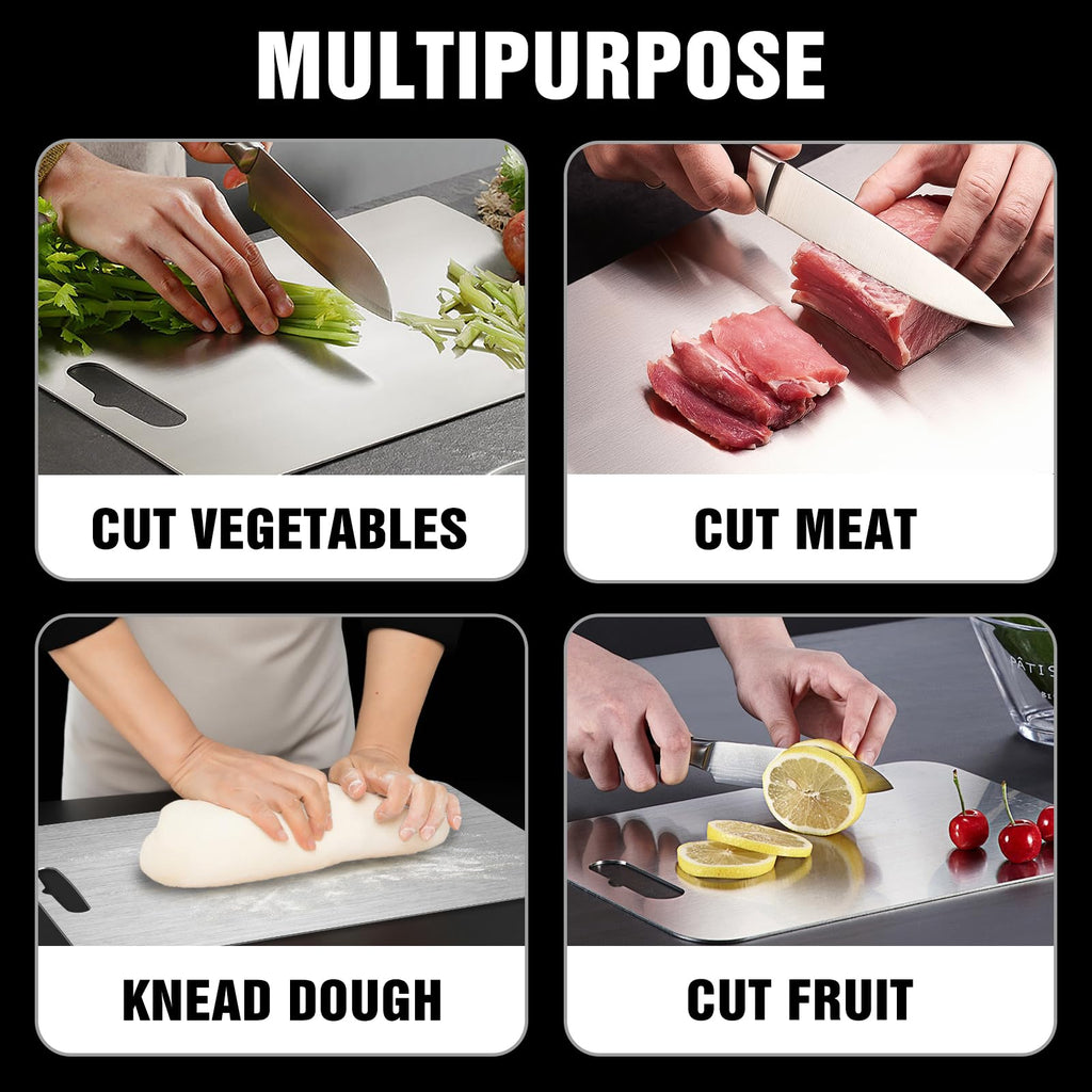 Titanium Cutting Board for Kitchen - 100% Pure Titanium Cutting Boards Non Toxic - 2026 New Upgrade Double Sided Metal Chopping Boards for Meat, Vegetables, Fruits, Dishwasher Safe (S+M+L, 3-Pack)