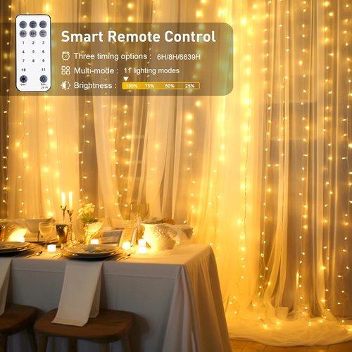 JMEXSUSS 300 LED Curtain Lights - Dual Color Changing with Remote | 9.8 x 9.8ft Connectable Christmas Decor