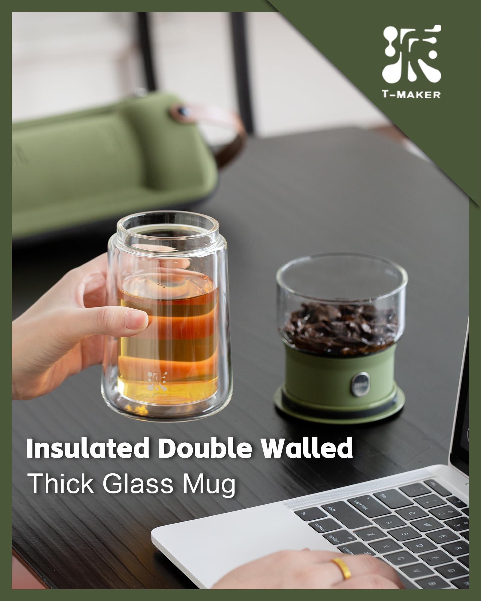 ZENS Modern Glass Infuser Teapot, Smart One Touch Tea Maker for Loose Tea Diffusers with Insulated Mug and Portable Case, Enchanted Teapot Alternatives for Tea Lover Gifts