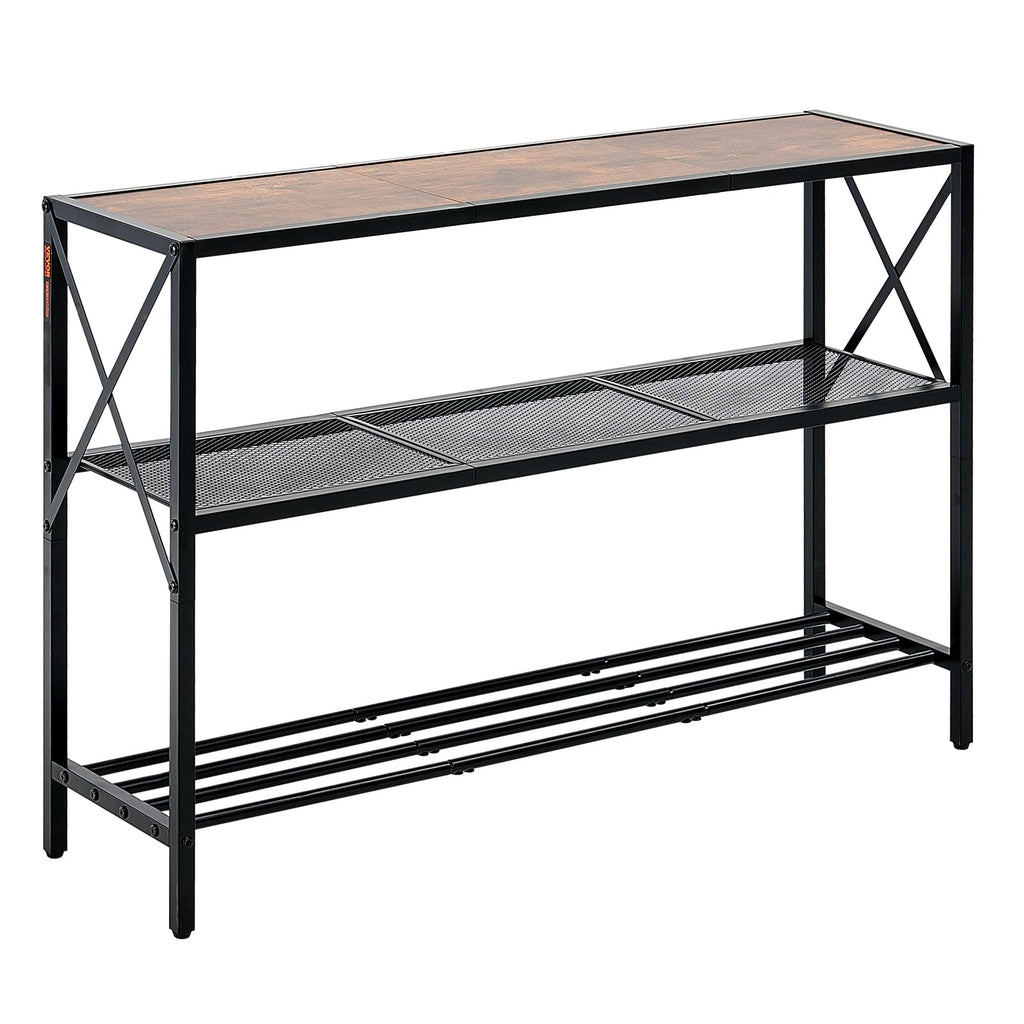 VEVOR Narrow Console Table, 41.7 Inch Entryway Table, 3-Tier Hallway Table, Sofa Table with Metal Frame, Console Tables for Entryway, Hallway, Living Room & Bedroom