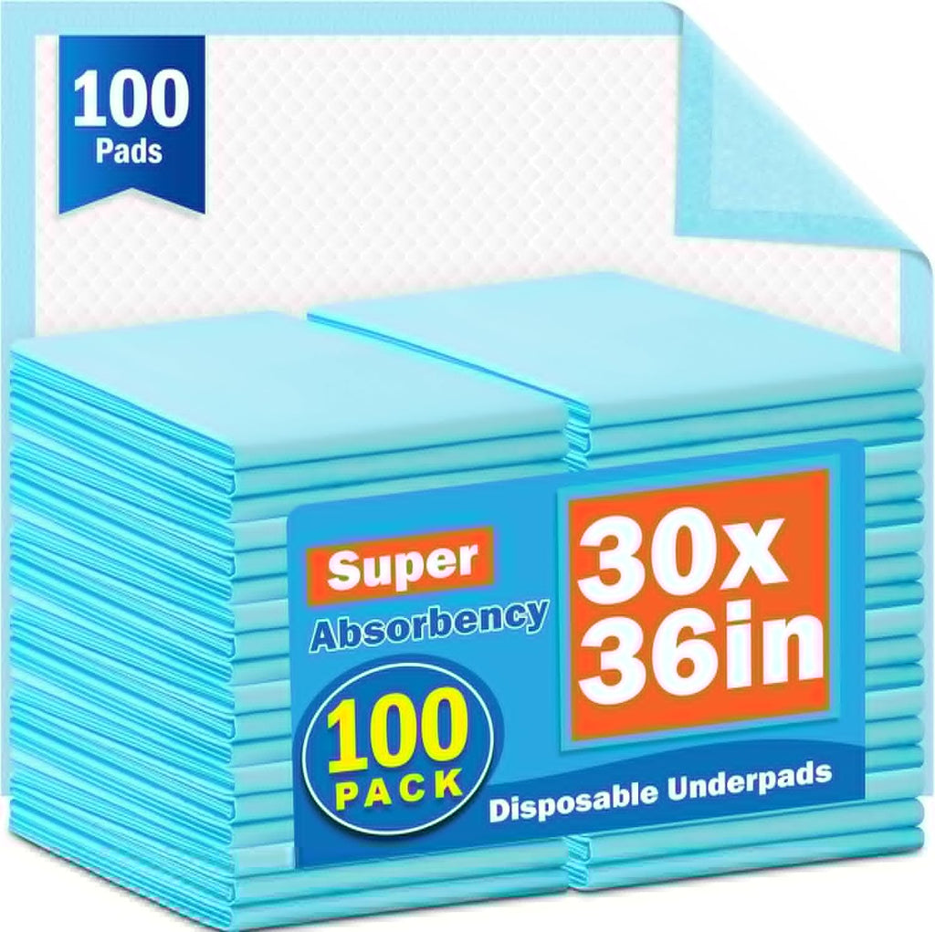 VISRIE Disposable Bed Pads - Super Absorbent Incontinence Chucks for Adults & Pets | 30” x 36” Size, 100 Pcs