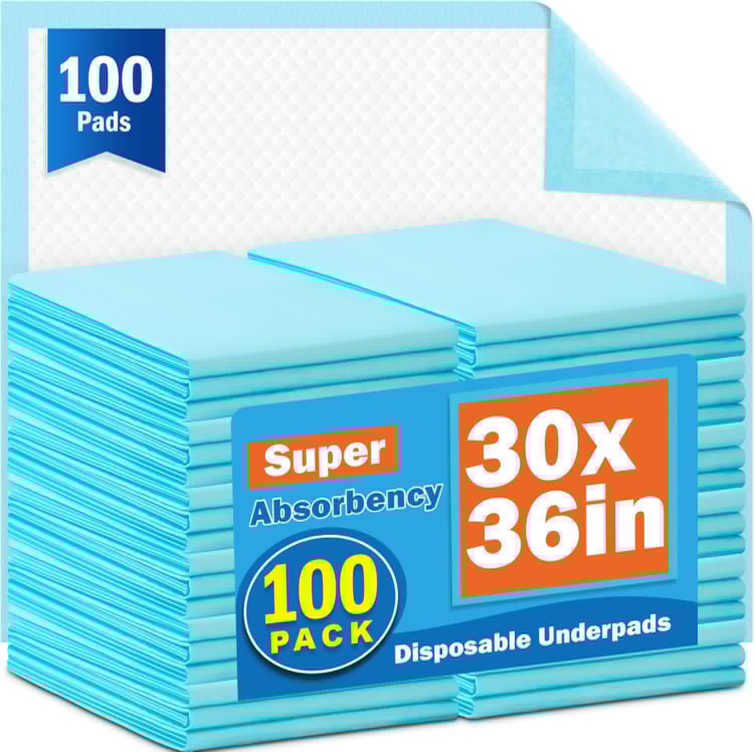 VISRIE Disposable Bed Pads - Super Absorbent Incontinence Chucks for Adults & Pets | 30” x 36” Size, 100 Pcs