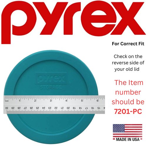 Pyrex 7201-PC 4 Cup Turquoise Food Storage Replacement Lid (4-Pack) - Made in USA