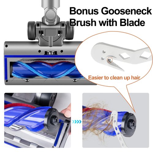 POMBEU Vacuum Attachments Cordless Parts Compatible with Dyson V7 V8 V10 V11 V15, Head Replacement with Quick-Release Brush Roller & LED Light,Powerful Suction Removes Dust for Carpet & Hardwood Floor