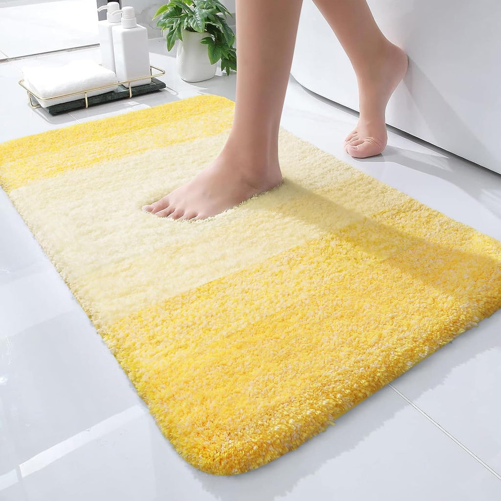 OLANLY Bathroom Rug Mat - Extra Soft Microfiber, Non-Slip Plush Shaggy Bath Carpet | 24x16, Yellow