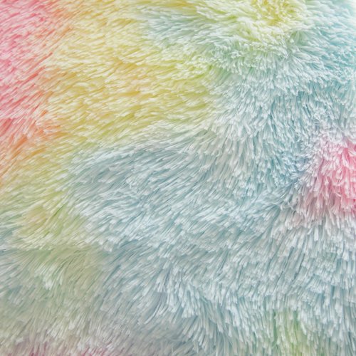 Roscloud Faux Fur Kids Girls Rainbow Comforter Sets Queen - 3PC Bed Set Warm Comfortable Soft Plush Flannel Velvet Fluffy Fuzzy Bedding（Comforter x 1 Pillowcases x 2）