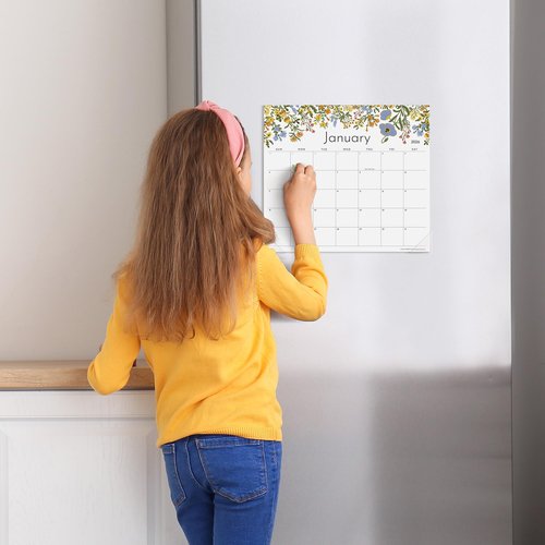 Cabbrix Magnetic Calendar for Fridge, 2026 Refrigerator Calendar Including January 2026 to June 2027 for Planning and Organizing Your Life, 13" x 11-1/2", Floral