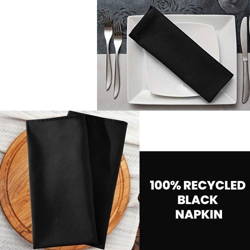 2 Ply Black Dinner Napkins-15" x 17" -1/8Fold - 125 Count (Pack of 8), Total 1000 Count