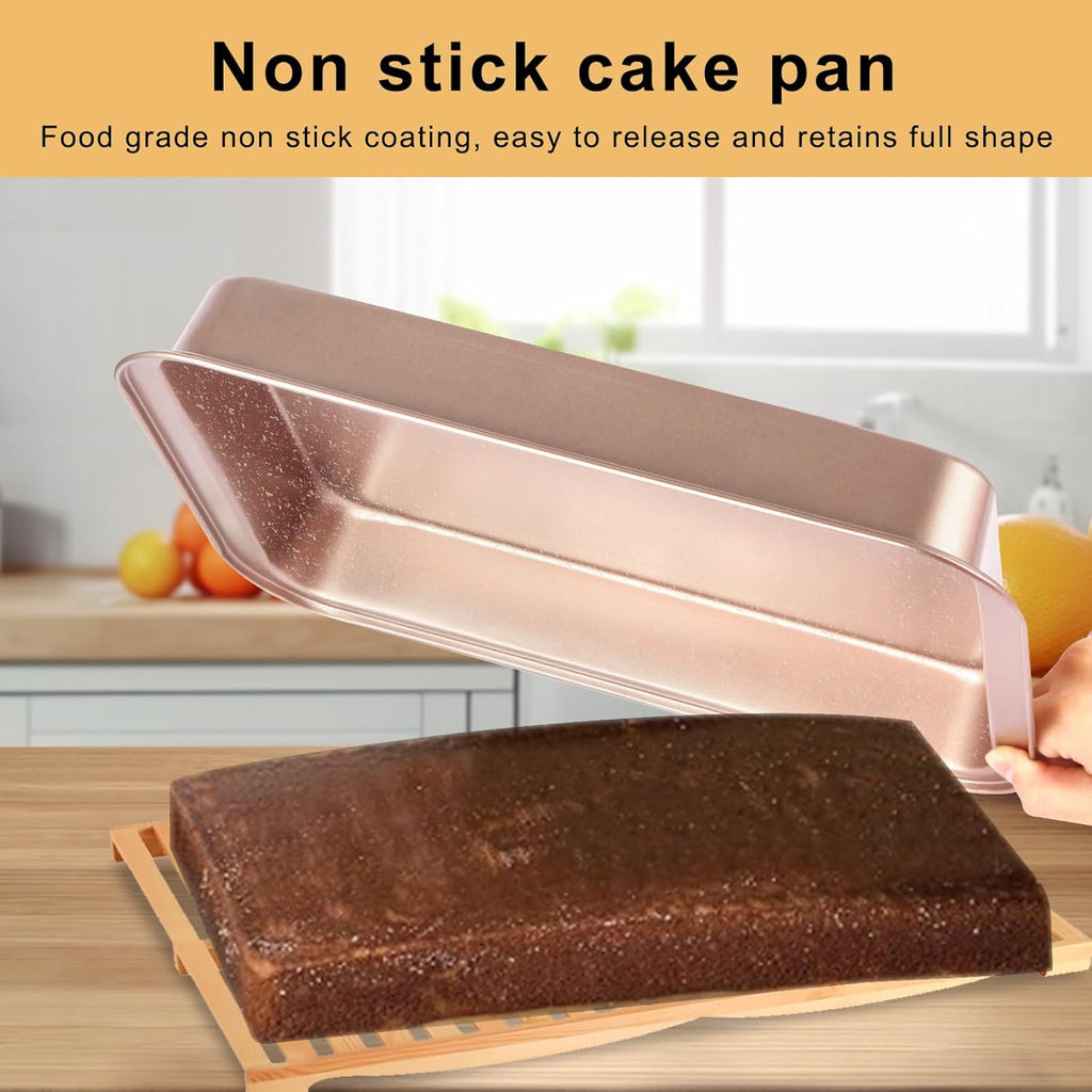 Regine Switzerland Nonstick 9x13 Baking Pan - Easy Clean Carbon Steel Bakeware for Cakes & Casseroles | Rose Gold