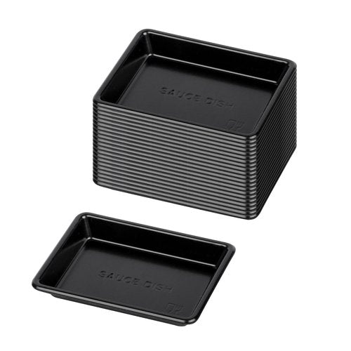 Restaurantware-Bento Tek 1 Ounce Sauce Dipping Dishes, 1000 Disposable Soy Sauce Plates - Rectangle, Stylish, Black Plastic Condiment Serving Trays, For Serving Dips, Vinegar, Wasabi, And More