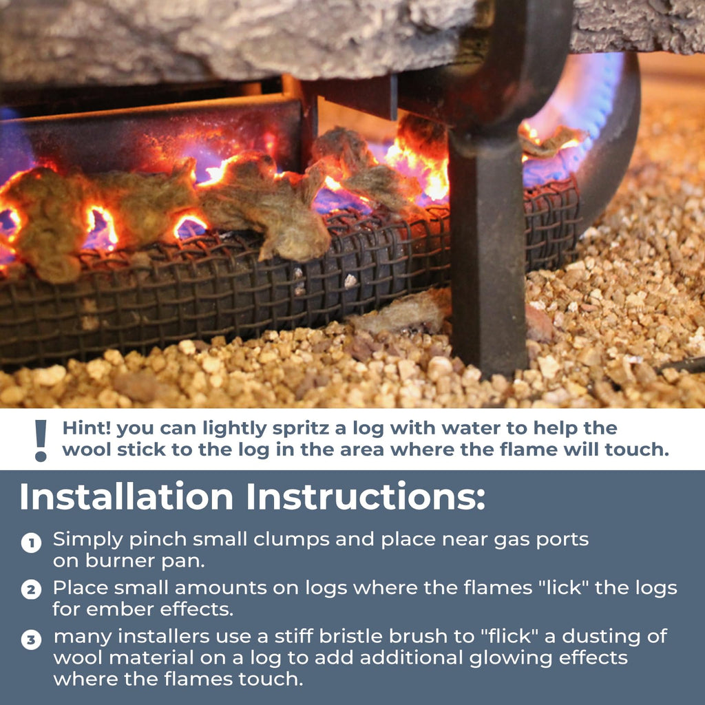 TOSRWGLL Gas Fireplace Glowing Embers,Rock Wool Embers for Indoor Gas Fireplace,Fireplace Embers for Gas Log Sets,Natural Gas,Propane,Vented,Unvented Fireplace, (6 Oz) Bag