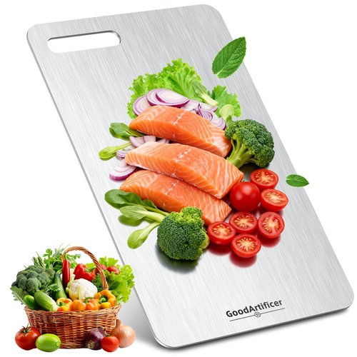 Titanium Cutting Boards,100% Pure Titanium Kitchen Cutting Board, Double-Sided Non-Toxic Cutting Board, Ideal for Slicing and Dicing Meats, Features Handle, Dishwasher Safe,16"L*10"W