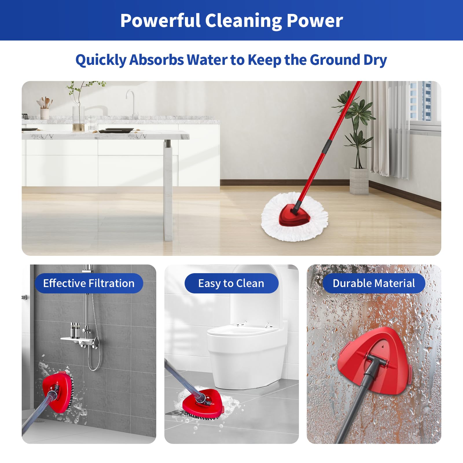 10-Pack Compatible with O-Cedar Mop Heads Replacements: 2 Mop Scrub Brush Head + 8 Microfiber Spin Mop Refills for EasyWring 1-Tank System - Enhanced Cleaning Performance