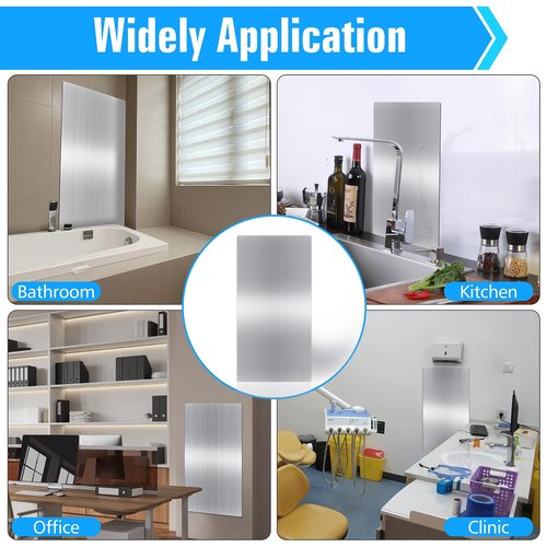 Isohit 32 x 16 Inch Stainless Steel Hand Dryer Wall Splash Guard Metal Wall Panels Backsplash Protector with Ultra Strength Adhesive for Bathroom, Kitchen, Restroom