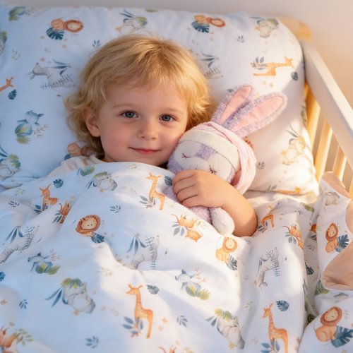 JoyTrek Toddler Comforter, Lightweight Baby Blanket for Toddler Bed, All Season Warm Cribs Quilt Kid Duvet Insert with 100% Cotton Soft Detachable Cover, Machine Washable 47x59in Animals