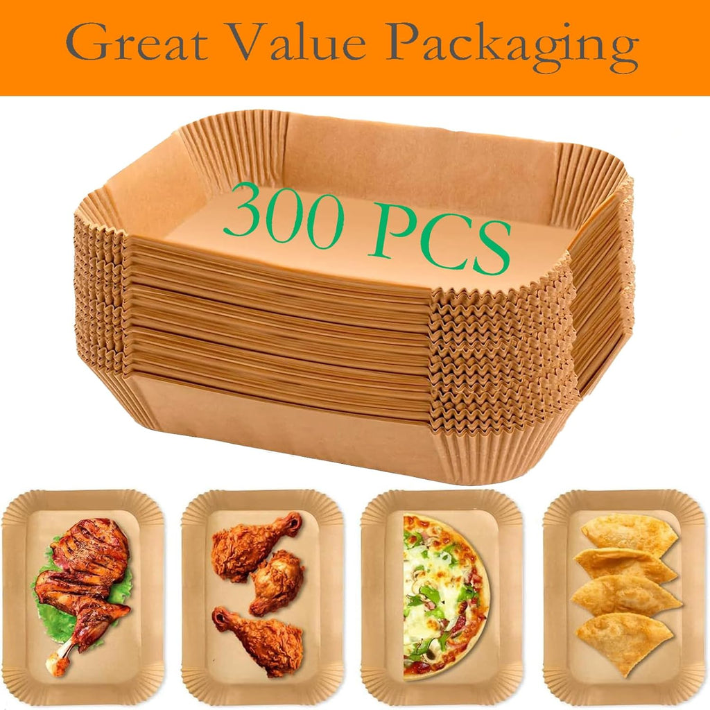 Skiennix Air Fryer Liners - 300 PCS Disposable Baking Paper for 8-10QT Ninja Dual Baskets | Food Grade 8.1 x 5.1 Inch