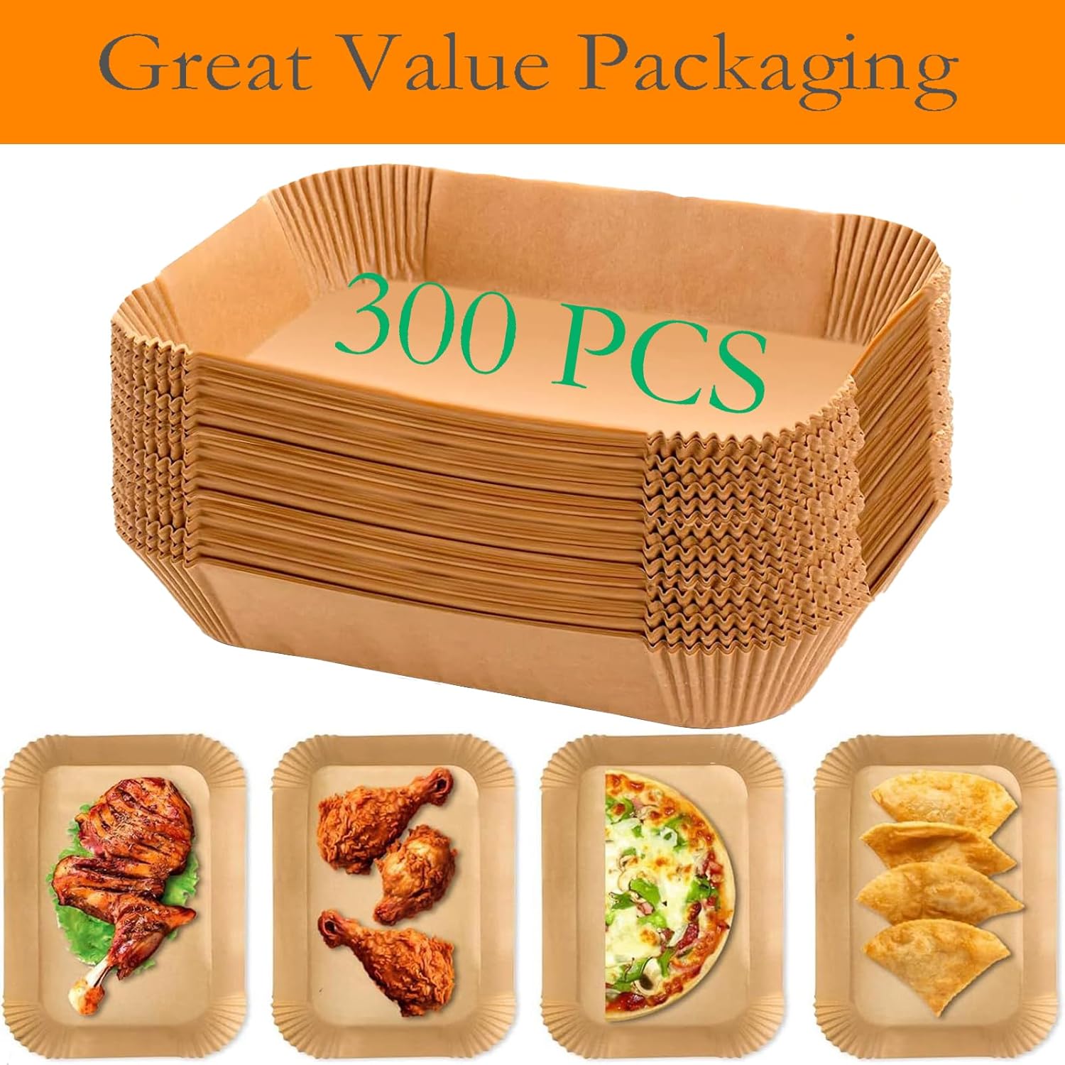 Skiennix Air Fryer Liners - 300 PCS Disposable Baking Paper for 8-10QT Ninja Dual Baskets | Food Grade 8.1 x 5.1 Inch