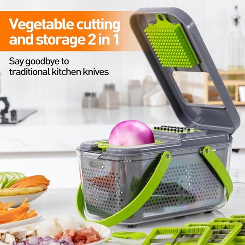 APSARAS USA Pro 18-in-1 Vegetable Chopper - Versatile Food Slicer & Cutter with 1.8L Container for Easy Meal Prep