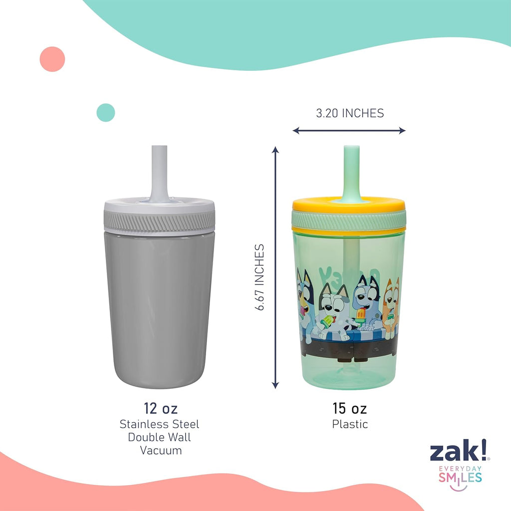 Zak Designs Bluey Kelso Toddler Cups - 15oz Leak-Proof Sippy Cups for Kids | 2-Pack Durable Plastic