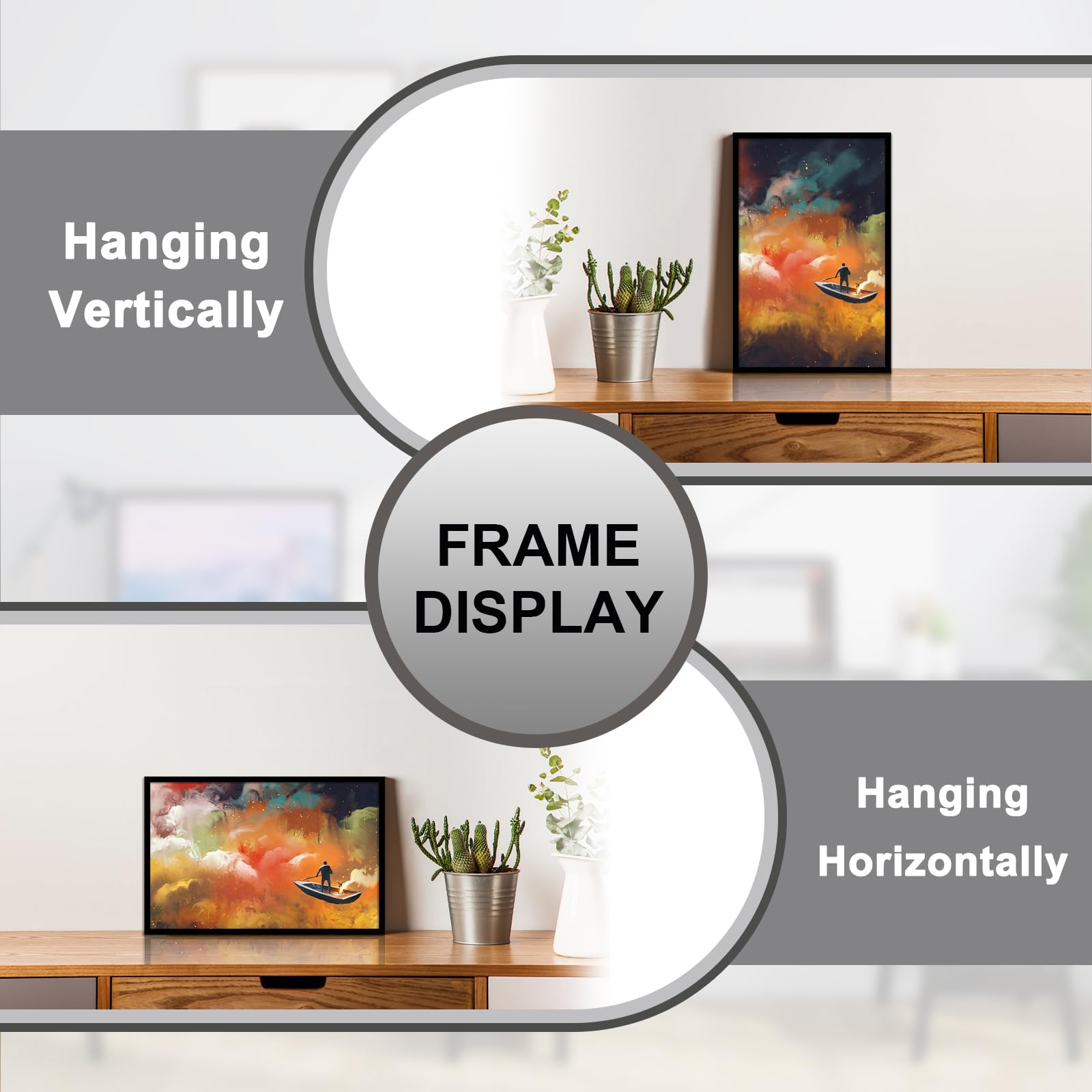 FULDGAENR 11x17 Picture Frame, Black Frames for 11 x 17 Inch Photo Poster Certificate, High Transparency Wall/Tabletop Frame with Horizontal Vertical Display (Black | 11"x17")